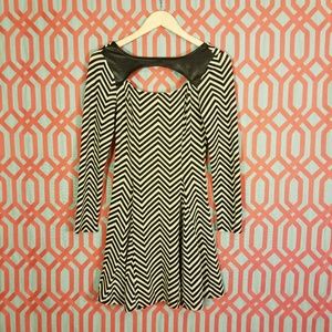 Striped long sleeve skater dress